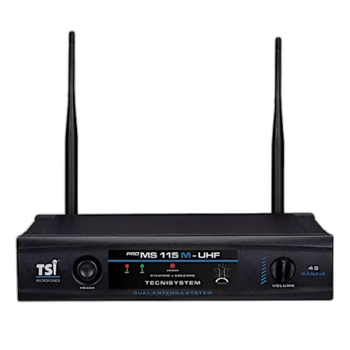 Microfone Sem Fio TSI Proms115MUHF Profissional UHF com Receptor Duplo e Maleta Inclusa