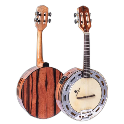 Banjo Eletroacústico Marquês BAJ-177NTEQ Natural Brilho com Equalizador Ativo A-20 3 Bandas Afinador Aro Cromado Pele Caprina 8" Corpo Ébano Braço Cedro e Escala Rosewood