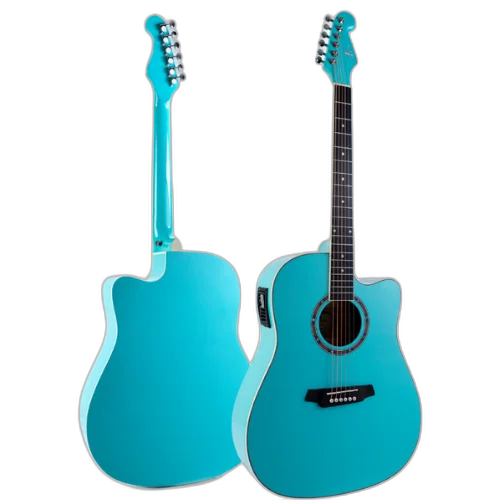 Violão Eletroacústico Aço Marquês VA-207 LBL EQ Light Blue Brilho com Folk Cutaway Headstock Guitarra e Pré B-12 4 Bandas com Microfone Interno