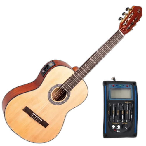 Violão Eletroacústico Nylon Marquês VN-215 NS EQ Natural Fosco Clássico com Tampo Spruce e Pré LC-5 5 Bandas Afinador