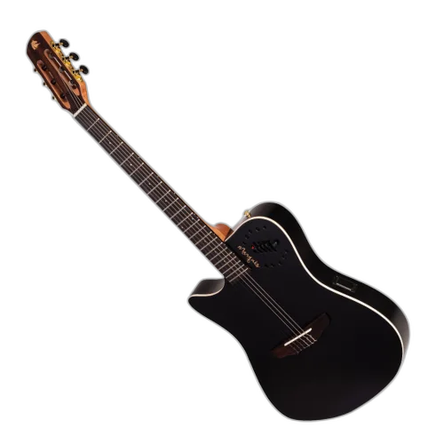 Violão Eletroacústico Marquês Canhoto VN12 BKS EQ Preto Fosco com Tampo Fundo e Laterais em Sapele Braço em Cedro Escala em Blackwood com 19 Trastes em Alpaca Cutaway Equalizador Ativo 4 Bandas