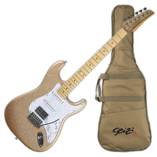 Guitarra Seizi Fun Katana Musashi HSS Desert Gold Sparkle Captadores Chidori HSS Ponte Tremolo e Bag 10360988