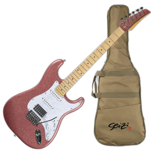 Guitarra Seizi Fun Katana Musashi HSS Rose Gold Sparkle Captadores Chidori HSS Ponte Tremolo e Bag 10360989