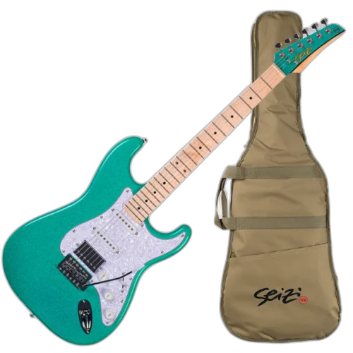 Guitarra Seizi Fun Katana Musashi HSS Turquoise Sparkle Captadores Chidori HSS Ponte Tremolo e Bag 10361259
