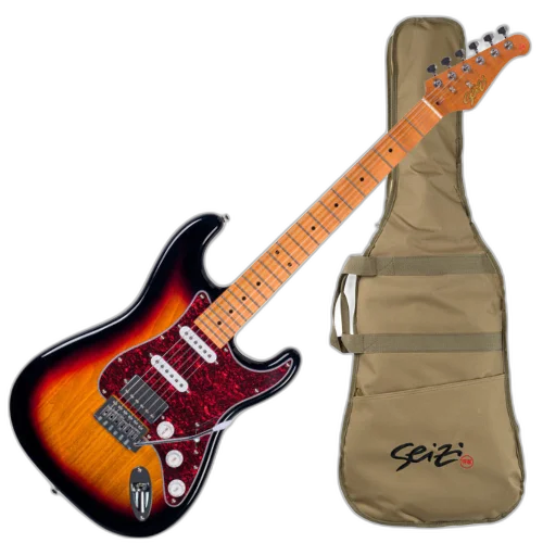 Guitarra Seizi Fun Vintage Budokan HSS Sunburst Captadores Chidori HSS Ponte Tremolo e Bag 10361266