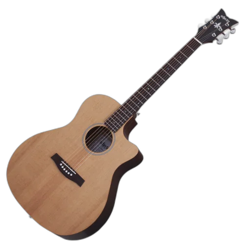 Violão Acústico Schecter Deluxe Natural Satin com Tampo Spruce Fundo e Laterais Mogno Braço Mogno Set-Neck Perfil Thin Escala Pau-Rosa com 20 Trastes Médios Nut Osso e Ponte Pau-Rosa 3715