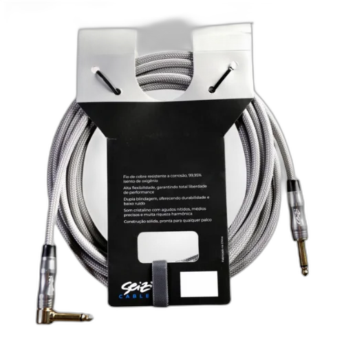 Cabo Seizi Cable Energy P10 x P10L Silver Grey 6m para Guitarra Violão Contrabaixo Ukulele 10360997