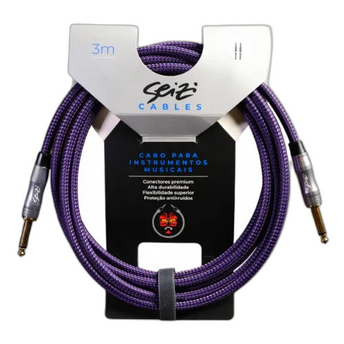 Cabo Seizi Cable Energy P10 x P10 Black Purple 3m para Guitarra Violão Contrabaixo Ukulele 10360998