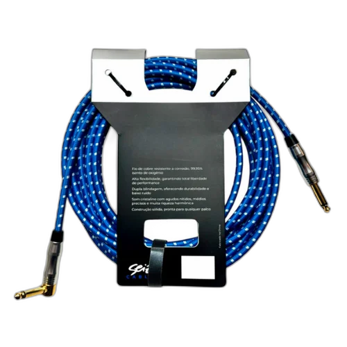 Cabo Seizi Cable Energy P10 x P10L Blue White 6m para Guitarra Violão Contrabaixo Ukulele 10361005