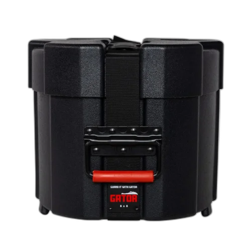 Case para Tom de Bateria Gator GPC 0808 8x8 com Estrutura Rotomoldada Ultra Resistente Interior em Microveludo Vermelho com Espuma Acolchoada Alças Ergonômicas Travas Reforçadas e Sistema de Empilhamento Gator Grooves