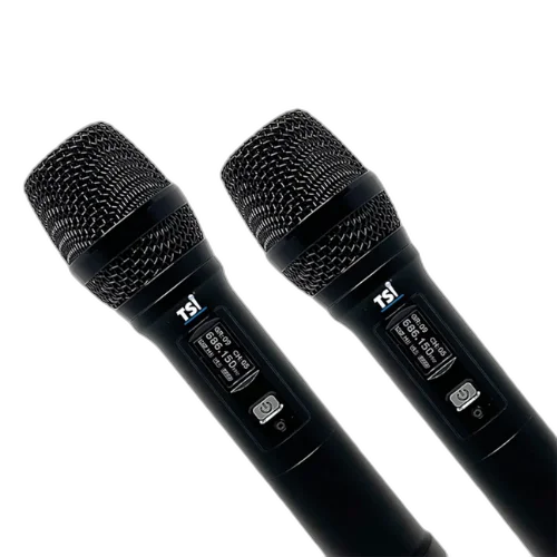 Sistema Sem Fio TSI DUO 4 DIVERSITY com 200 Canais e True Diversity Sistema UHF 614-698 MHz com Receptor Duo-4 Diversity (4 Receptores Internos) 2 Microfones de Mão Multicanal SC-8 Super Cardióide Fonte Bivolt