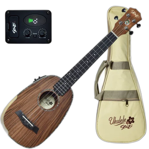 Ukulele Tenor Eletroacústico Seizi Bora Bora Plus Pineapple Tenor Koa Nut e Rastilho em Osso Roseta e Friso em Abalone e Bag Deluxe 10360369