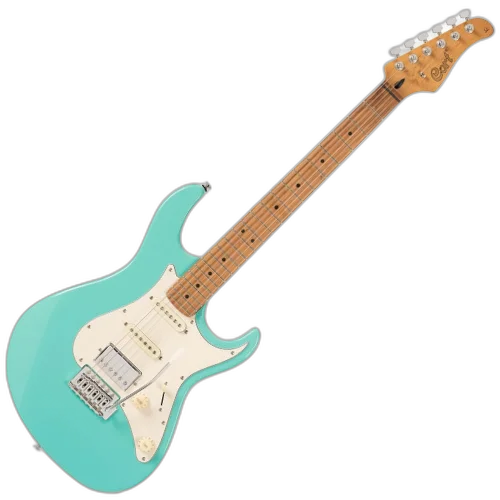 Guitarra Cort G200SE Seafoam Green com Corpo Poplar Braço Roasted Maple Bolt-On Escala Roasted Maple Captadores Cort Powersound HSS Ponte 6-Point Vintage-Style Tremolo 22 Trastes