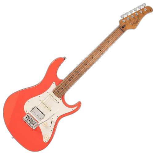 Guitarra Cort G200SE Scarlet Red com Corpo Poplar Braço Roasted Maple Bolt-On Escala Roasted Maple Captadores Cort Powersound HSS Ponte 6-Point Vintage-Style Tremolo 22 Trastes