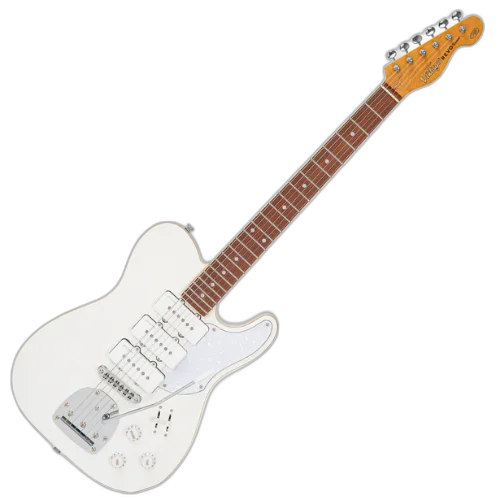 Guitarra Vintage Revo Series Trio Arctic White com Corpo Okoume Braço Maple Escala Jatobá 22 Trastes 3 Captadores P90 Entwistle Ponte Roller Vibrato Offset