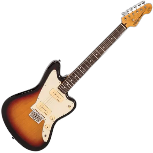 Guitarra Vintage V65 Reissued Hardtail Tobacco Sunburst com Corpo Alder Braço Maple Escala Rosewood 22 Trastes 2 Captadores Soapbar Wilkinson Ponte Hardtail