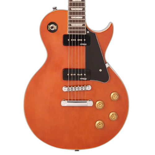 Guitarra Vintage V100P Reissued Natural Mahogany com Corpo Mogno Braço Mogno Escala Rosewood 22 Trastes 2 Captadores Soapbar Wilkinson Ponte TOM