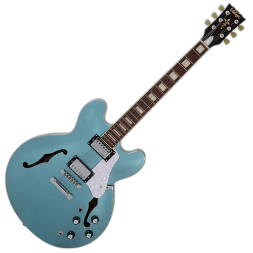Guitarra Vintage Limited Edition VSA500GHB Reissued Gun Hill Blue com Corpo Maple Braço Mogno Escala Rosewood 22 Trastes 2 Humbuckers Wilkinson Ponte TOM