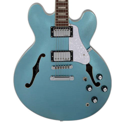Guitarra Vintage Limited Edition VSA500GHB Reissued Gun Hill Blue com Corpo Maple Braço Mogno Escala Rosewood 22 Trastes 2 Humbuckers Wilkinson Ponte TOM