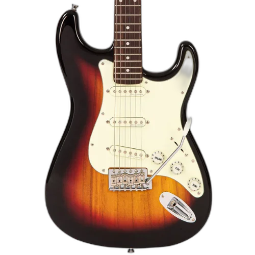 Guitarra Vintage V60 Coaster Series 3-Tone Sunburst com Corpo Paulownia Braço Maple Escala Rosewood 22 Trastes 3 Captadores Single Coil Entwistle Ponte Vibrato