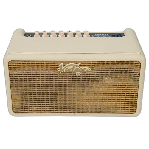 Amplificador Vintage Retro 25W DSP Vintage White com 2x5" Speakers 8 Amp Models 6 Efeitos USB Recording e Ext Speaker Out