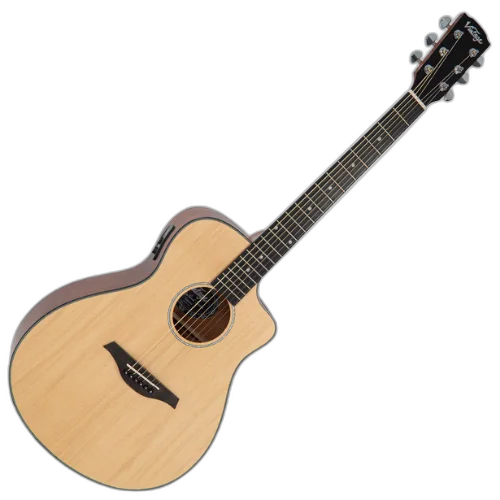 Violão Vintage Pacific Coast Natural Spruce Eletroacústico com Tampo Spruce Sólido Corpo Mogno Braço Nato Escala Techwood 20 Trastes Double T6 Piezo