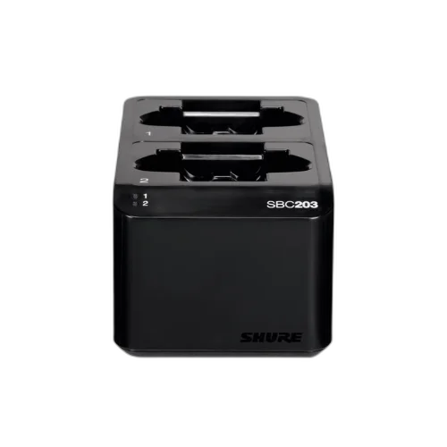Carregador Shure SBC203 Dual para Bateria SB903 Íons de Lítio com 2 Slots para Transmissores SLX-D Bodypack ou Handheld Carregamento Interno e Externo