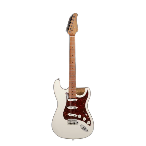 Guitarra Benson Hardy HD 901 OWT TTPG Olympic White com Captadores Wilkinson Alnico 5 Single-Coil Ponte Wilkinson Tremolo 2 Pivôs Pickguard Tortoise e Bag