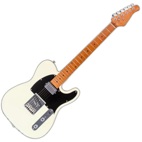Guitarra Benson Hardy HD 905 OWT BK Olympic White HS com Corpo Alder Braço Roasted Maple Parafusado Escala Roasted Maple 22 Trastes Captadores Wilkinson Humbucker e Bag