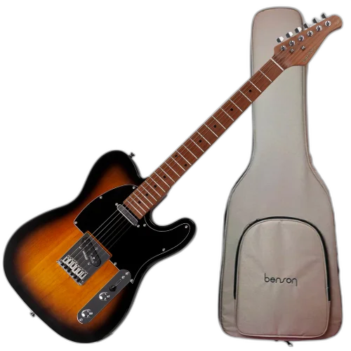 Guitarra Benson Hardy HD 905 3TS BK 3-Tone Sunburst com Corpo Alder Braço Roasted Maple Parafusado Escala Roasted Maple 22 Trastes Captadores Wilkinson Humbucker e Bag