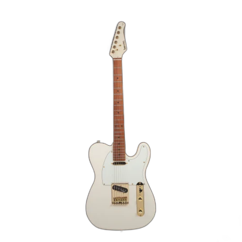Guitarra Benson Hardy HD 904 OW AW MH Gold Olympic White com Corpo Alder Braço Roasted Maple Parafusado Escala Roasted Maple 22 Trastes 2 Captadores Single Coil Wilkinson Alnico e Bag