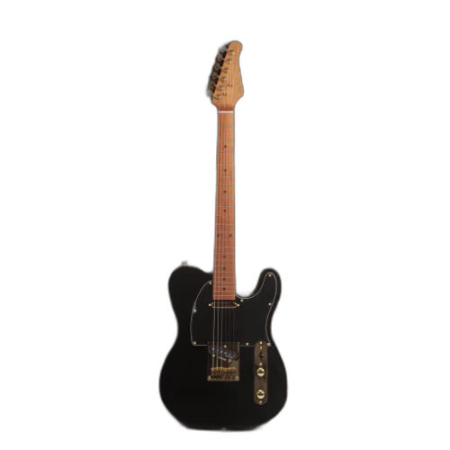 Guitarra Benson Hardy HD 904 BK BK Gold Black com Corpo Alder Braço Roasted Maple Parafusado Escala Roasted Maple 22 Trastes 2 Captadores Single Coil Wilkinson Alnico e Bag