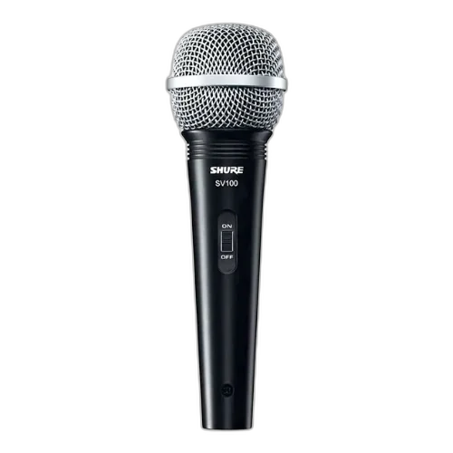 Microfone Shure SV100 Vocal Dinâmico Cardioide com Interruptor On/Off Cabo 1/4" Integrado Shock-Mount Interno Filtro Anti-Pop e Cachimbo
