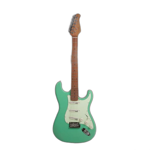 Guitarra Benson Hardy HD 901 SFG MGPG Surf Green com Captadores Wilkinson Alnico 5 Single-Coil Ponte Wilkinson Tremolo 2 Pivôs Pickguard Mint Green e Bag