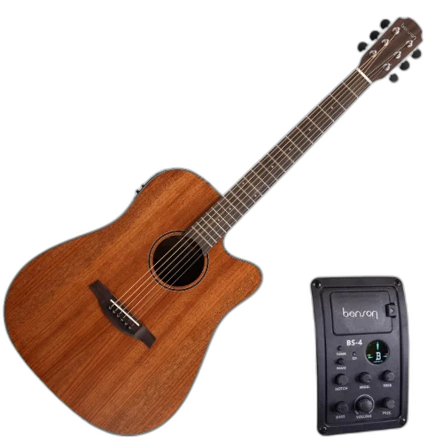 Violão Eletroacústico Benson Exodus EXD500CE MAH NS Natural Satin com Captador e Equalizador Benson BS-4 Tampo Mahogany Maciço Cutaway e Bag