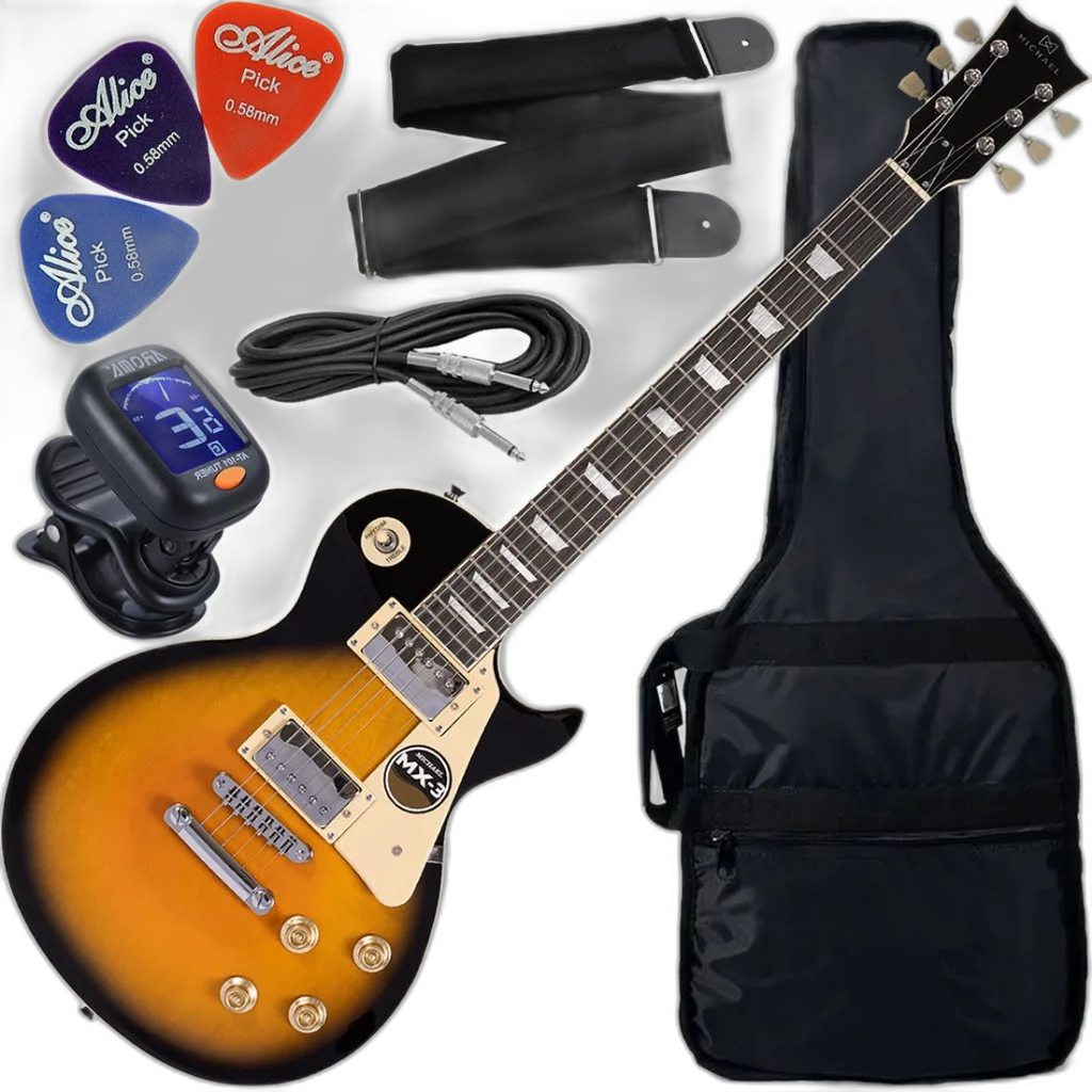 Kit Guitarra Les Paul Strike Michael Gm750N Vs Sunburst Gx01