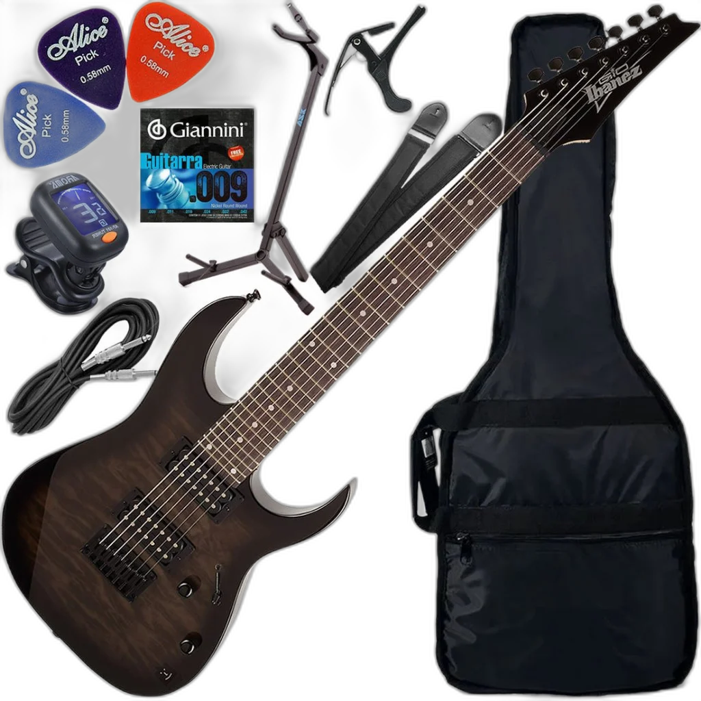 Kit Guitarra Ibanez GRG-7221 QA HH 7 Cordas Transparent Black Sunburst TKS Gx02