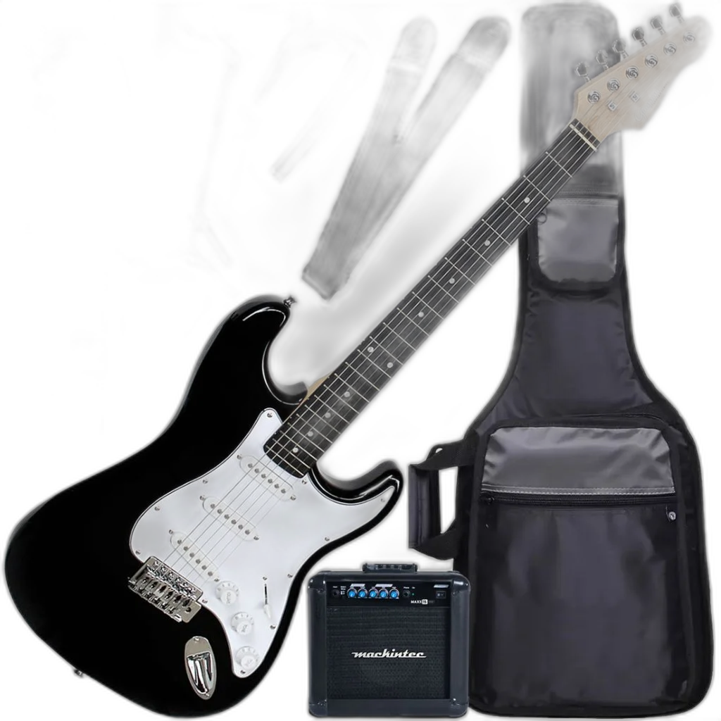 Kit Guitarra Elétrica Stratocaster Giannini G100 Bk/Wh Preto
