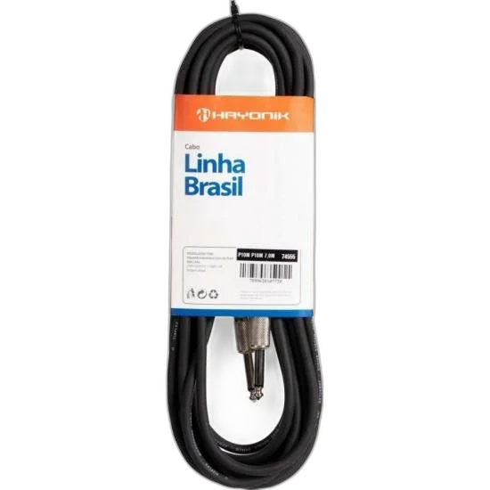 Cabo para Instrumentos Linha BRASIL P10 x P10 7M Preto HAYONIK