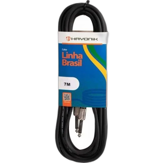 Cabo para Instrumentos Linha BRASIL P10 x P10 7M Preto HAYONIK