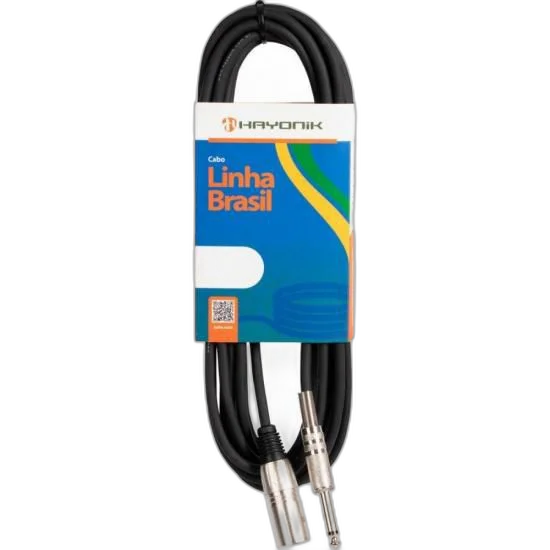 Cabo para Áudio Linha BRASIL XLR(M) X P10 10m Preto HAYONIK