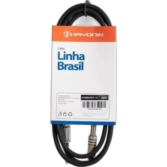 Cabo de Áudio Linha Brasil P10 Mono X 1 RCA 1,8m Preto HAYONIK