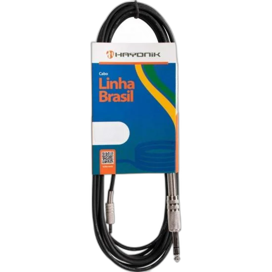 Cabo de Áudio Linha Brasil P2 Estéreo X P10 Estéreo 1,8m Preto HAYONIK
