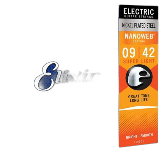 Encordoamento Para Guitarra .009 Super Light Nanoweb 12002 Elixir