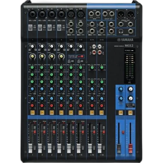 Mesa de Som Yamaha MG12 Analógica 12 Canais Bivolt Preta