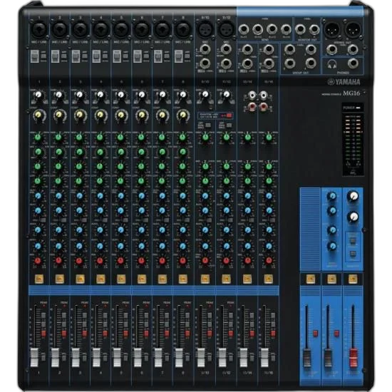 Mesa de Som Yamaha MG16 Analógica 16 Canais Bivolt Preta