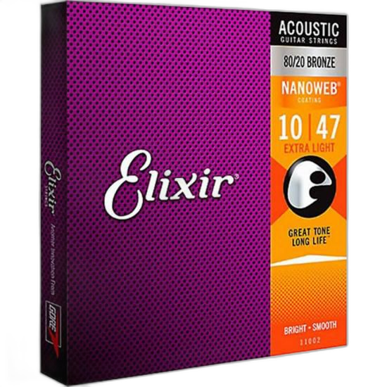 Encordoamento Para Violão .010 Extra Light Bronze Nanoweb 11002 Elixir