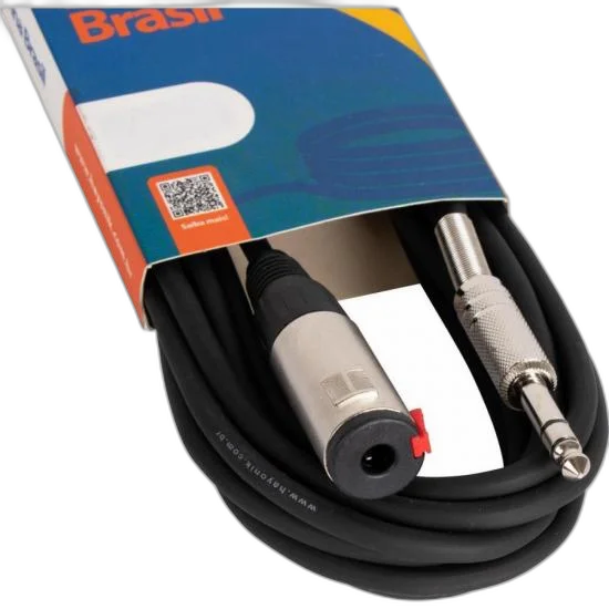 Cabo Extensor P10(F) X P10(M) Estéreo 1Mt Linha BRASIL HAYONIK