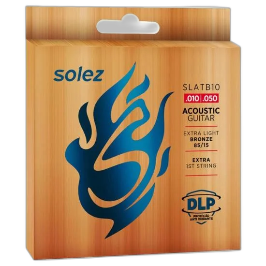 Encordoamento Para Violão Aço .010 Solez SLATB10 Bronze
