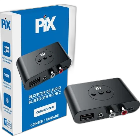Receptor de Áudio Bluetooth 5.0 NFC Pix